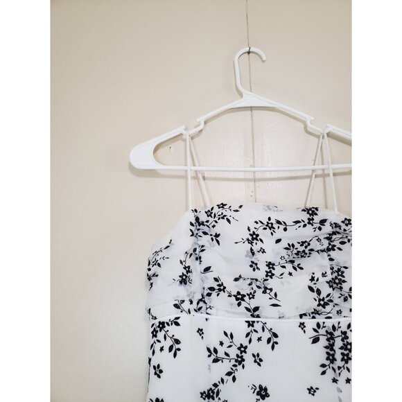 Morgan & Co Womens 5 6 Formal Dress White Black Floral Prom Maxi Whimsigoth USA - Picture 4 of 5